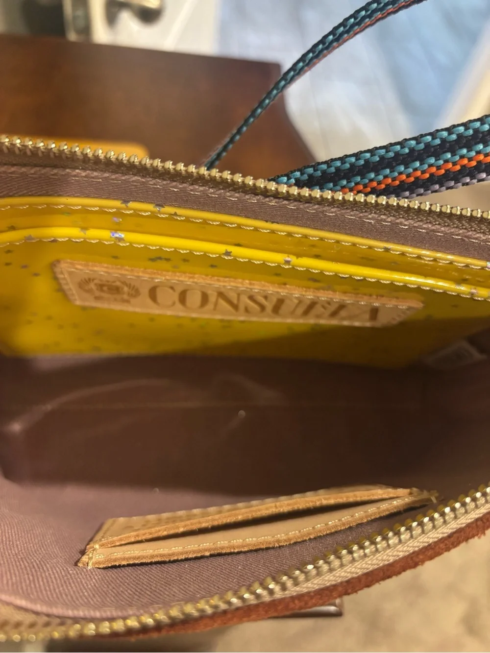 Consuela Brown Suede Embroidered Floral Crossbody Shoulder Bag Adjustable Strap